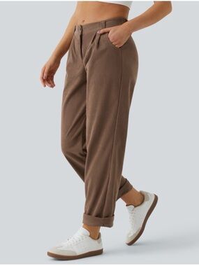 Halara Aura-Cord Cloud Brown Corduroy Pleated High Waisted Wide-Leg Pant, medium